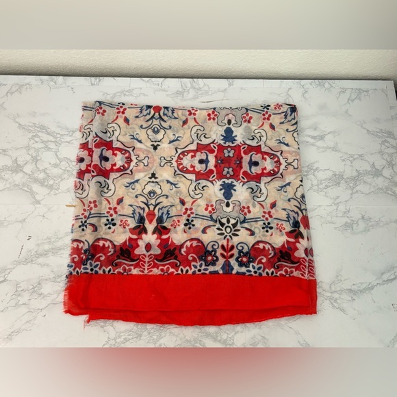 unbranded Accessories - Womens Floral Themed Rectangular Scarf Long Lace Trim Paisley Polyester​​